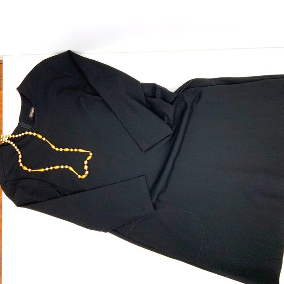 J McLaughlin Black Ponte Knit A-Line Flare Long Sleeve Dress Size Large - Picture 15 of 16